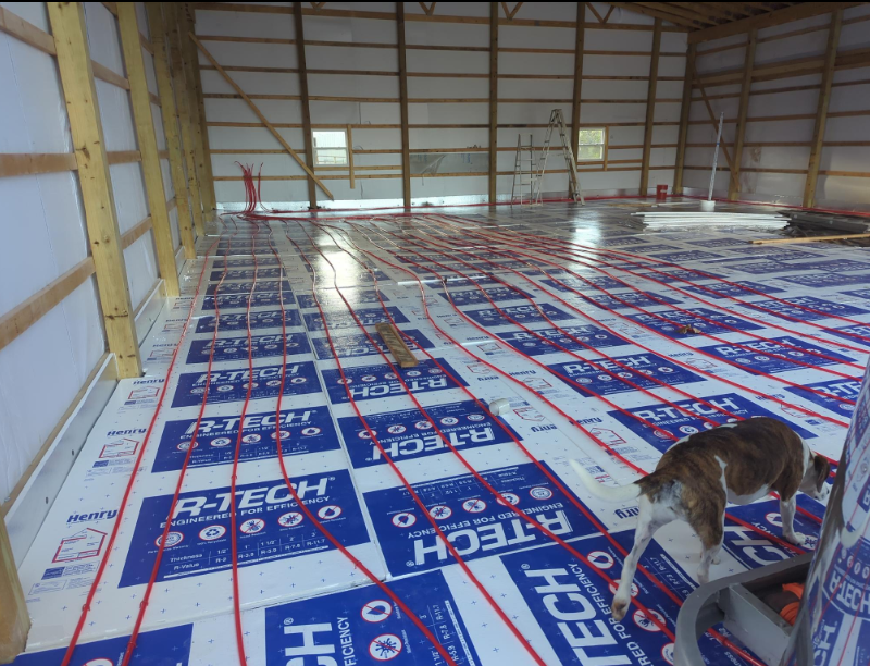 Foam and PEX laid for a radiant floor.