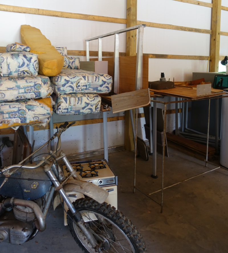The interior, carefully removed and stored for reinstallation.